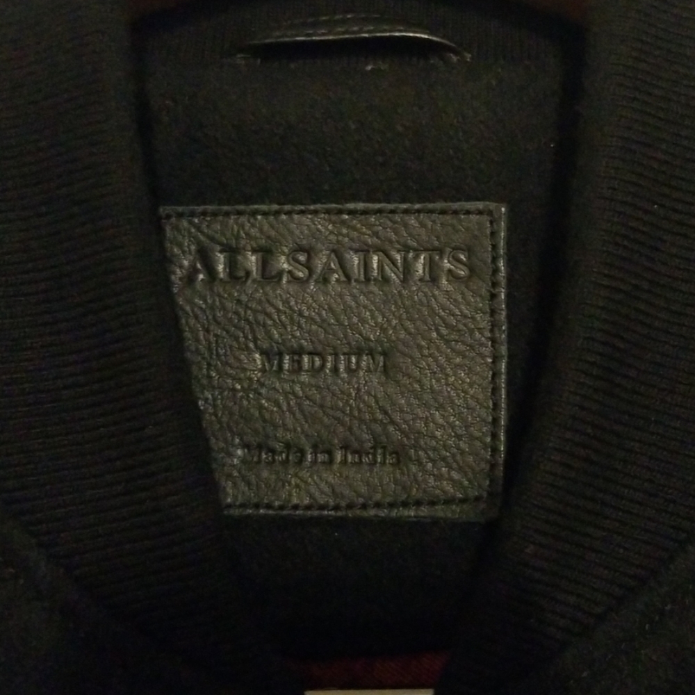⭐ AllSaints Elton Leather Trimmed Wool Varsity ⭐ - Picture 2 of 7